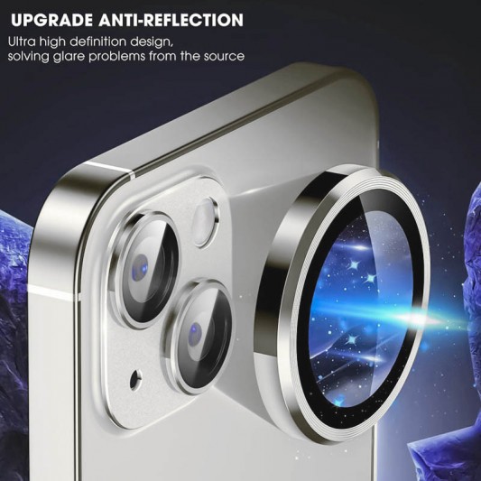Захисне скло Metal Classic на камеру (у упак.) для Apple iPhone 15 (6.1") / 15 Plus (6.7") Срібний / Silver - зображення 3 