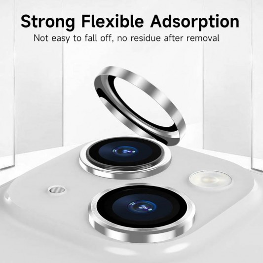 Захисне скло Metal Classic на камеру (у упак.) для Apple iPhone 15 (6.1") / 15 Plus (6.7") Срібний / Silver - зображення 4 
