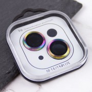 Захисне скло Metal Classic на камеру (в упак.) Apple iPhone 15 (6.1") / 15 Plus (6.7"), Бузковий / Rainbow