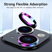 Захисне скло Metal Classic на камеру (в упак.) Apple iPhone 15 (6.1") / 15 Plus (6.7"), Бузковий / Rainbow