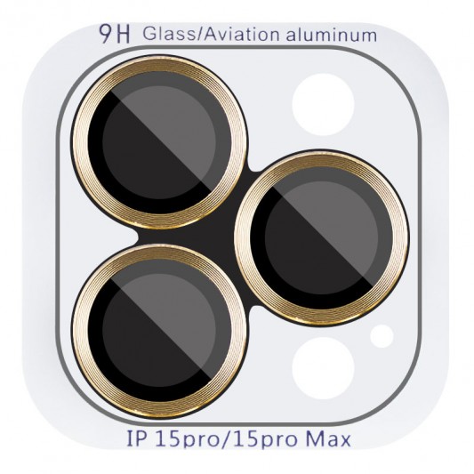 Захисне скло Metal Classic на камеру (у упак.) для Apple iPhone 15 Pro (6.1") / 15 Pro Max (6.7") Золотий / Gold
