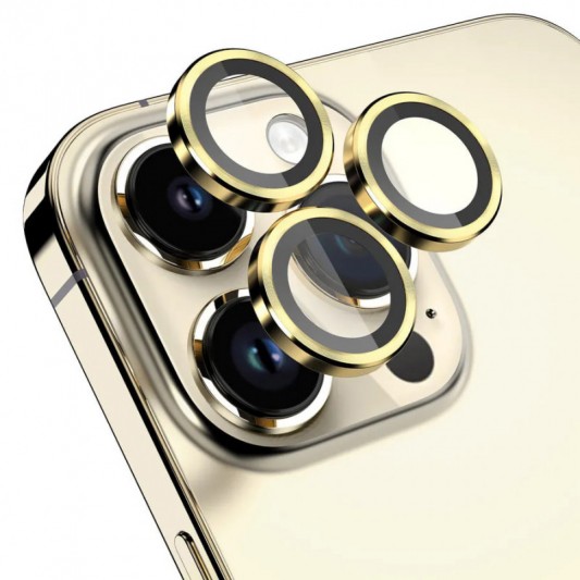 Захисне скло Metal Classic на камеру (у упак.) для Apple iPhone 15 Pro (6.1") / 15 Pro Max (6.7") Золотий / Gold - зображення 4 
