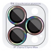 Захисне скло Metal Classic на камеру (у упак.) для Apple iPhone 15 Pro (6.1") / 15 Pro Max (6.7") Бузковий / Rainbow