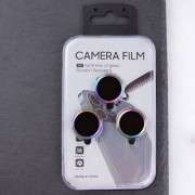 Захисне скло Metal Classic на камеру (в упак.) Apple iPhone 15 Pro (6.1") / 15 Pro Max (6.7"), Бузковий / Rainbow