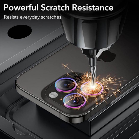 Захисне скло Metal Classic на камеру (в упак.) Apple iPhone 15 Pro (6.1") / 15 Pro Max (6.7"), Бузковий / Rainbow