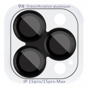 Защитное стекло Metal Classic на камеру (в упак.) для Apple iPhone 15 Pro (6.1") / 15 Pro Max (6.7"), Черный / Midnight