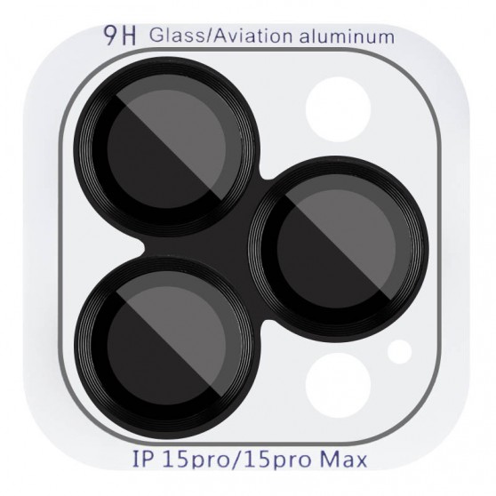 Захисне скло Metal Classic на камеру (у упак.) для Apple iPhone 15 Pro (6.1") / 15 Pro Max (6.7") Чорний / Midnight