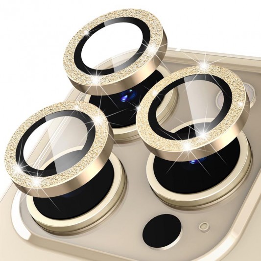 Защитное стекло Metal Sparkles на камеру (в упак.) для Apple iPhone 15 Pro (6.1") /15 Pro Max (6.7") Золотой / Gold - изображение 2