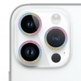 Захисне скло Metal Sparkles на камеру (у упак.) для Apple iPhone 15 Pro (6.1") /15 Pro Max (6.7") Бузковий / Rainbow