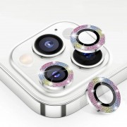 Защитное стекло Metal Sparkles на камеру (в упак.) для Apple iPhone 15 Pro (6.1") /15 Pro Max (6.7"), Сиреневый / Rainbow
