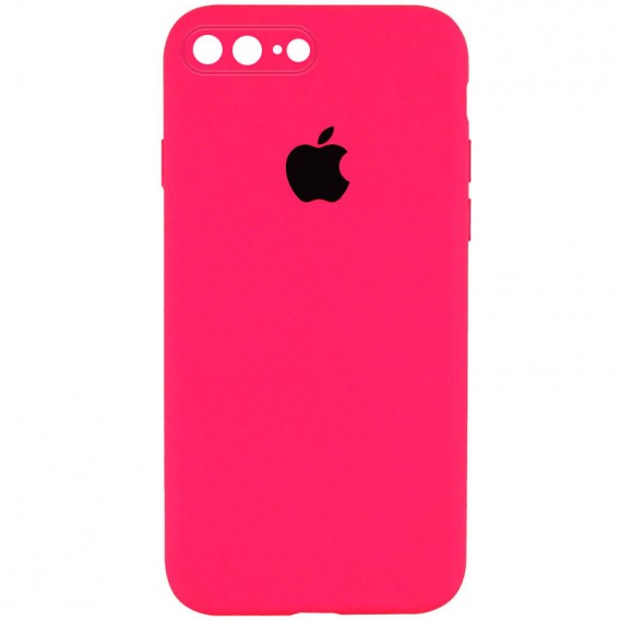 Чохол Silicone Case Square Full Camera Protective (AA) Apple iPhone 7 plus / 8 plus (5.5"), Рожевий / Barbie pink