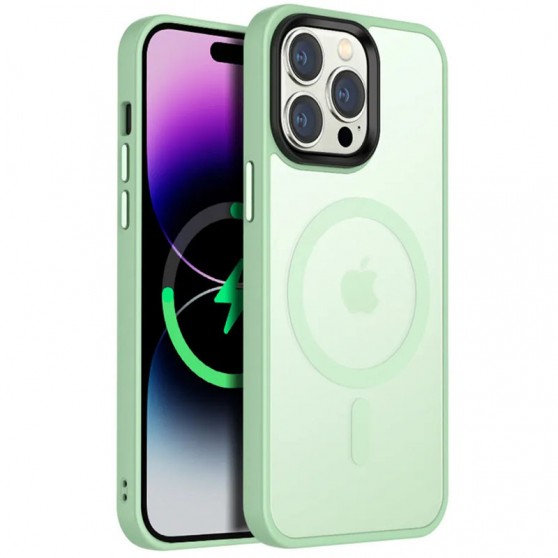 TPU+PC чохол Metal Buttons with MagSafe Colorful для Apple iPhone 12 Pro / 12 (6.1") М'ятний / Matcha Green