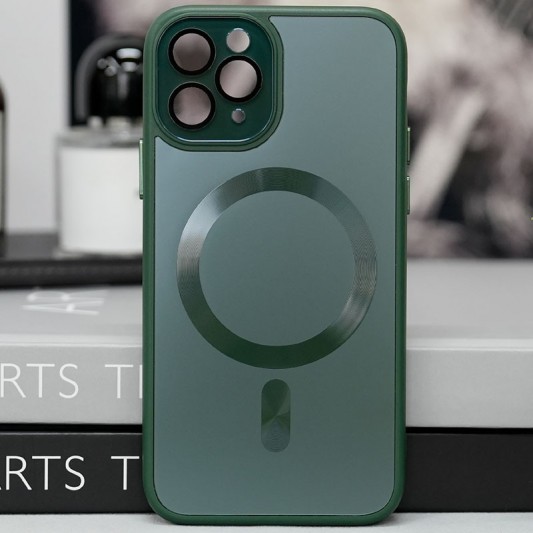 Чохол TPU+Glass Sapphire Midnight with MagSafe для Apple iPhone 13 Pro Max (6.7") Зелений / Forest green - зображення 2 