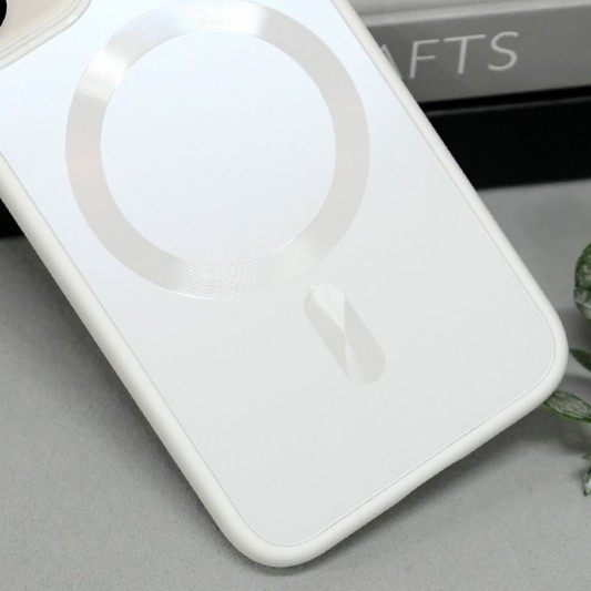 Чехол TPU+Glass Sapphire Midnight with MagSafe для Apple iPhone 14 (6.1") Белый / White - изображение 2