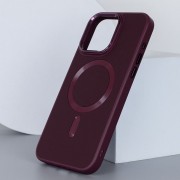 Шкіряний чохол Bonbon Leather Metal Style with MagSafe Apple iPhone 11 (6.1"), Бордовий / Plum