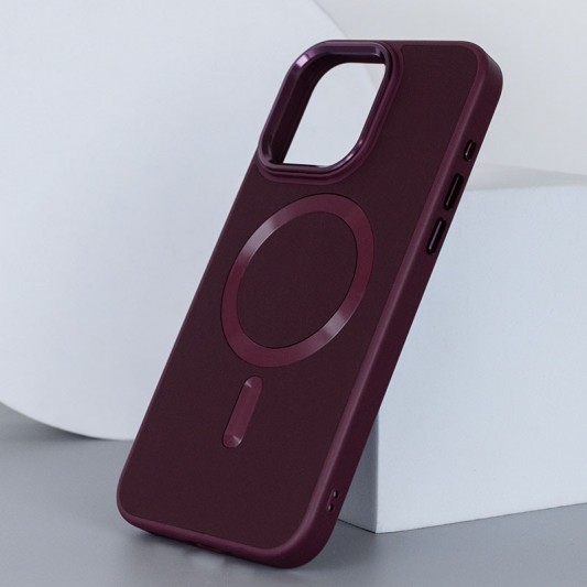 Шкіряний чохол Bonbon Leather Metal Style with MagSafe Apple iPhone 11 (6.1"), Бордовий / Plum - зображення 2 