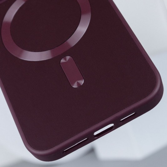 Шкіряний чохол Bonbon Leather Metal Style with MagSafe Apple iPhone 11 (6.1"), Бордовий / Plum - зображення 3 