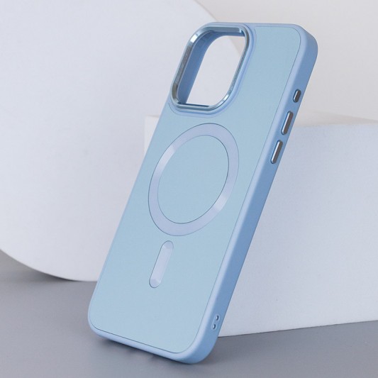 Шкіряний чохол Bonbon Leather Metal Style with MagSafe Apple iPhone 11 (6.1"), Блакитний / Mist blue - зображення 2 