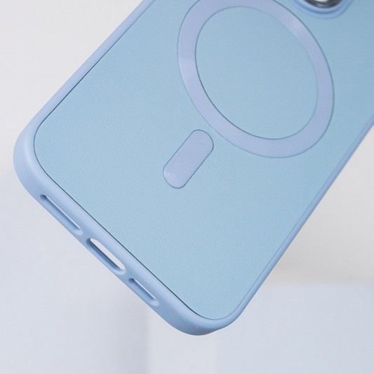 Шкіряний чохол Bonbon Leather Metal Style with MagSafe Apple iPhone 11 (6.1"), Блакитний / Mist blue - зображення 3 