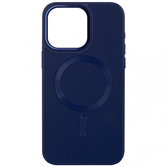 Кожаный чехол Bonbon Leather Metal Style with MagSafe для Apple iPhone 11 (6.1"), Синий / Navy blue