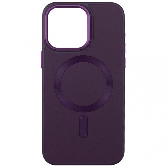 Кожаный чехол Bonbon Leather Metal Style with MagSafe для Apple iPhone 11 (6.1"), Фиолетовый / Dark Purple