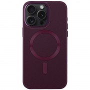 Кожаный чехол Bonbon Leather Metal Style with MagSafe для Apple iPhone 11 Pro Max (6.5") Бордовый / Plum