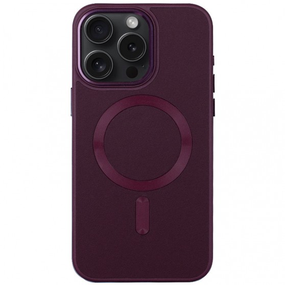 Шкіряний чохол Bonbon Leather Metal Style with MagSafe Apple iPhone 12 Pro / 12 (6.1"), Бордовий / Plum