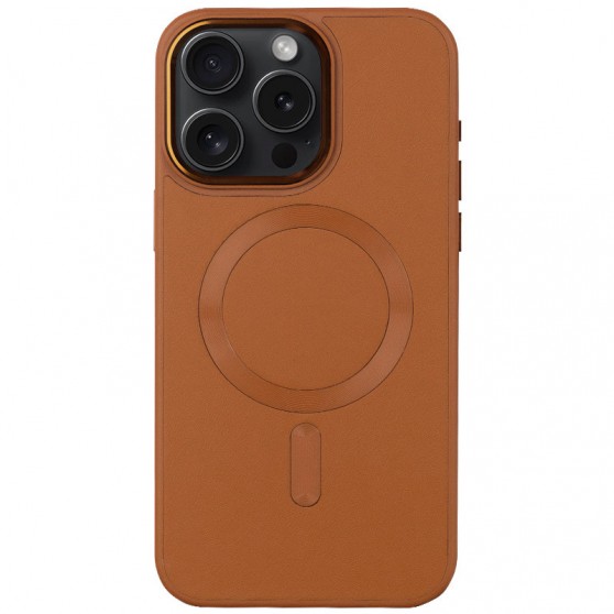 Шкіряний чохол Bonbon Leather Metal Style with MagSafe Apple iPhone 12 Pro / 12 (6.1"), Коричневий / Brown