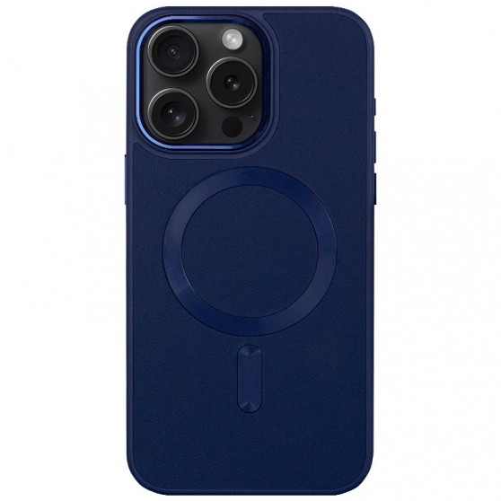 Шкіряний чохол Bonbon Leather Metal Style with MagSafe Apple iPhone 12 Pro / 12 (6.1"), Синій / Navy blue