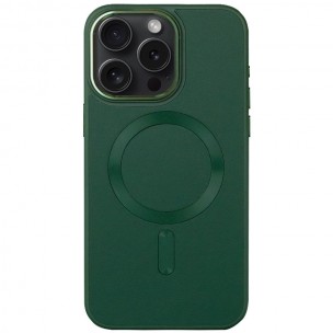 Шкіряний чохол Bonbon Leather Metal Style with MagSafe для Apple iPhone 12 Pro Max (6.7") Зелений / Pine green