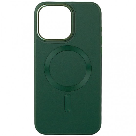 Кожаный чехол Bonbon Leather Metal Style with MagSafe для Apple iPhone 13 (6.1"), Зеленый / Pine green