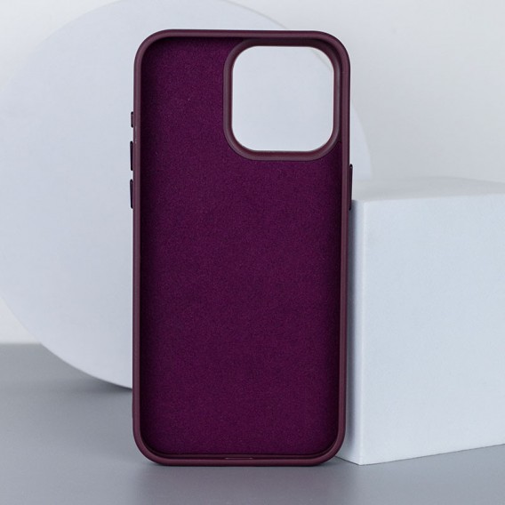 Шкіряний чохол Bonbon Leather Metal Style with MagSafe Apple iPhone 13 Pro (6.1"), Бордовий / Plum