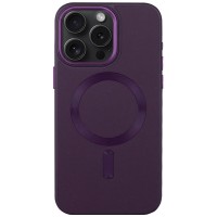 Кожаный чехол Bonbon Leather Metal Style with MagSafe для Apple iPhone 13 Pro Max (6.7"), Фиолетовый / Dark Purple