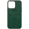 Кожаный чехол Bonbon Leather Metal Style with MagSafe для Apple iPhone 14 (6.1"), Зеленый / Pine green