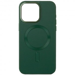 Кожаный чехол Bonbon Leather Metal Style with MagSafe для Apple iPhone 14 (6.1"), Зеленый / Pine green