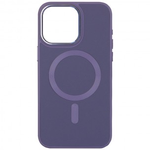 Кожаный чехол Bonbon Leather Metal Style with MagSafe для Apple iPhone 14 (6.1"), Серый / Lavender