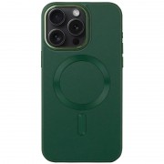 Кожаный чехол Bonbon Leather Metal Style with MagSafe для Apple iPhone 14 Pro Max (6.7"), Зеленый / Pine green