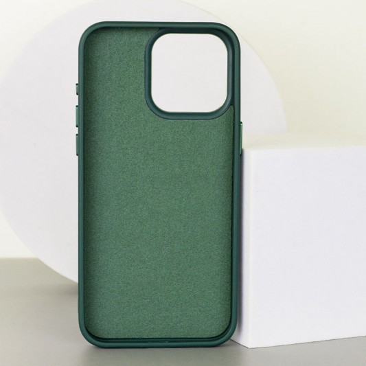 Кожаный чехол Bonbon Leather Metal Style with MagSafe для Apple iPhone 14 Pro Max (6.7"), Зеленый / Pine green - изображение 1