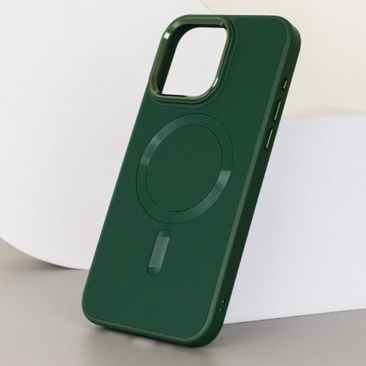 Кожаный чехол Bonbon Leather Metal Style with MagSafe для Apple iPhone 14 Pro Max (6.7"), Зеленый / Pine green - изображение 2