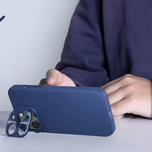 Чехол Silicone Nillkin LensWing Magnetic для Apple iPhone 15 Pro (6.1") Синий / Blue - изображение 4