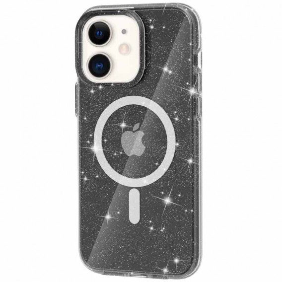 Чохол TPU Galaxy Sparkle (MagFit) для Apple iPhone 11 (6.1"), Black+Glitter