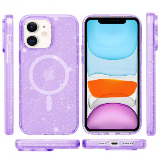 Чехол TPU Galaxy Sparkle (MagFit) для Apple iPhone 11 (6.1") Purple+Glitter - изображение 1
