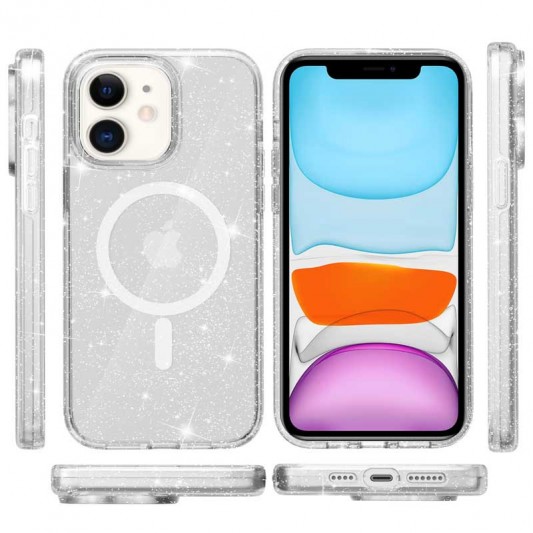 Чохол TPU Galaxy Sparkle (MagFit) для Apple iPhone 11 (6.1"), Clear+Glitter - зображення 1 