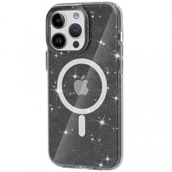 Чохол TPU Galaxy Sparkle (MagFit) для Apple iPhone 12 Pro / 12 (6.1"), Black+Glitter