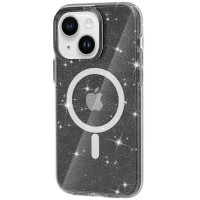 Чохол TPU Galaxy Sparkle (MagFit) для Apple iPhone 13 / 14 (6.1") Black+Glitter