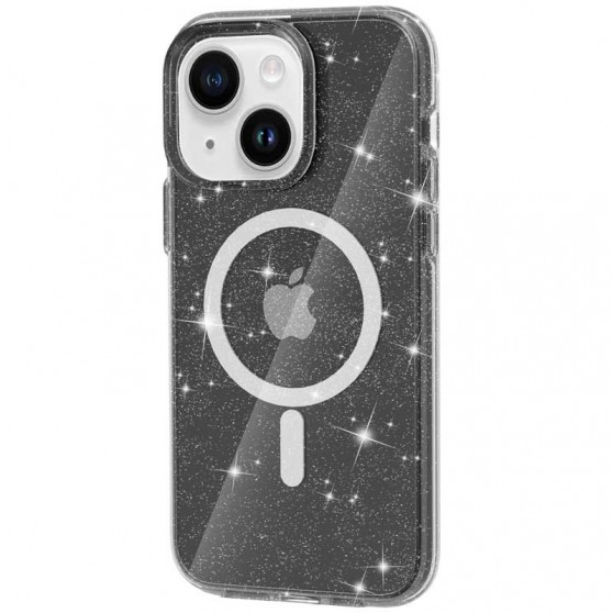 Чехол TPU Galaxy Sparkle (MagFit) для Apple iPhone 13 / 14 (6.1") Black+Glitter