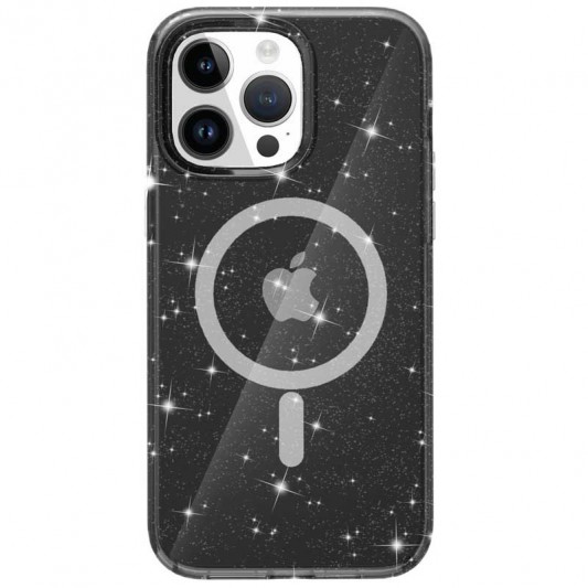 Чохол TPU Galaxy Sparkle (MagFit) для Apple iPhone 13 Pro Max (6.7") Black+Glitter - зображення 2 