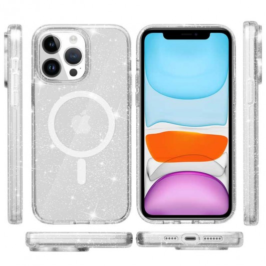 Чохол TPU Galaxy Sparkle (MagFit) для Apple iPhone 13 Pro Max (6.7") Clear+Glitter - зображення 1 