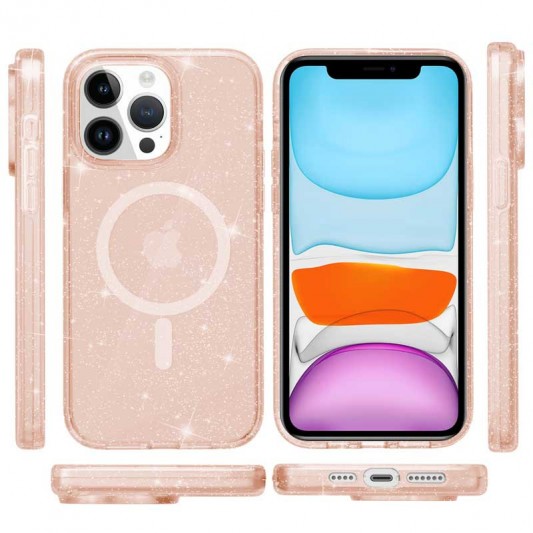 Чохол TPU Galaxy Sparkle (MagFit) для Apple iPhone 13 Pro Max (6.7") Gold+Glitter - зображення 1 