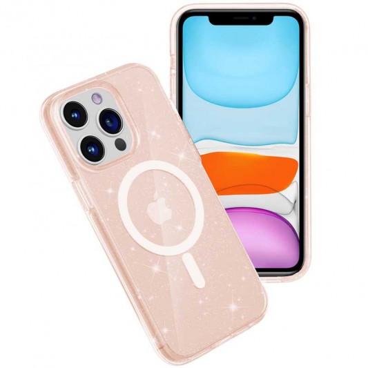 Чохол TPU Galaxy Sparkle (MagFit) для Apple iPhone 13 Pro Max (6.7") Gold+Glitter - зображення 2 